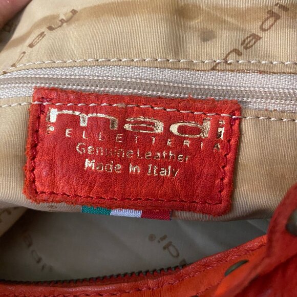 Madi Pelletteria Tomato Red‎ Leather Hobo Bag Made in Italy 18x21 - Picture 11 of 11
